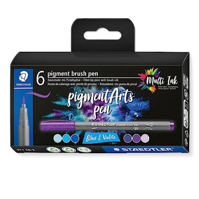 Afbeelding van pigment brush kartonnen etui 6 st blues and violets