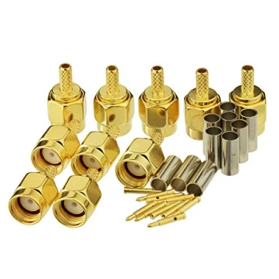 Afbeelding van Eightwood 10 stks SMA Mannelijke Crimp RF Connector Gold Plating voor RG316 RG174 Kabel