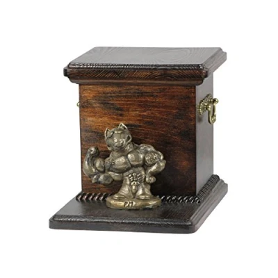 Afbeelding van Art Dog Handgemaakte Aangepaste Hondenherdenkingsurn Koudgegoten Bronzen Hondenkop op Berkenbasis Gepersonaliseerde Hondencrematiedoos 19x31x22cm Bullterrier kracht