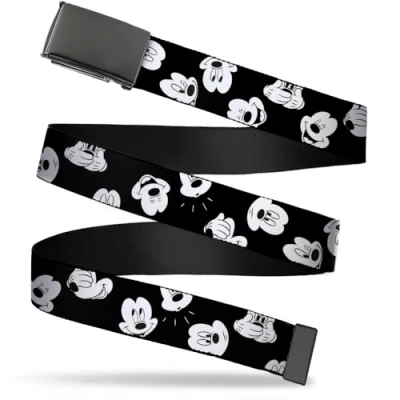 Afbeelding van Buckle Down Riem Gesp Web Mickey Mouse 1,5 inch heren breed/Past tot 42 broek maat