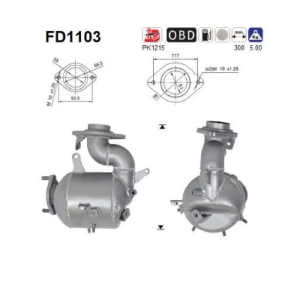 Afbeelding van AS FD1103 Roetfilter Euro 5 Cordieriet