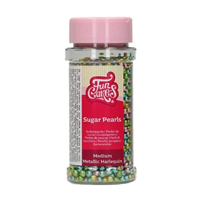 Afbeelding van FunCakes Suikerparels Medium Metallic Harlequin 80g Sprinkles Taartdecoratie