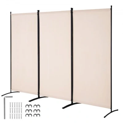 Afbeelding van VEVOR scheidingswand 260x184x52cm 3 panelen beige privacyscherm