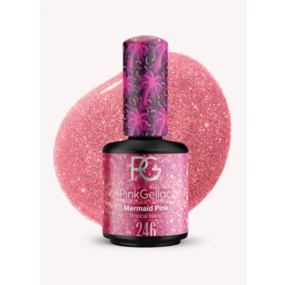 Afbeelding van Pink Gellac 246 Mermaid 15 ml Licht Roze Gelnagellak met Subtiele Glitters Glitter Finish
