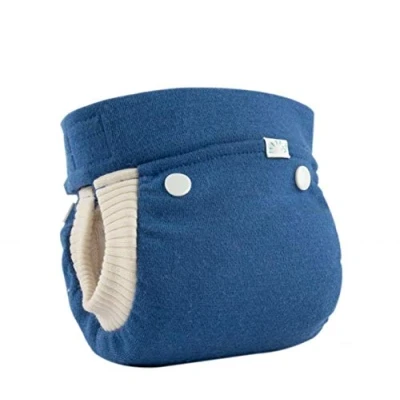 Afbeelding van Popolini Easyfree Wool Middelblauwe buitenluier, binnenluier, inleg en buikband (L ( 9 15kg))