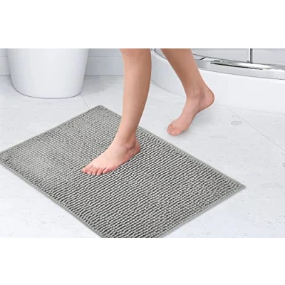 Afbeelding van Emma Barclay Noodle Soft Touch Antislip Badkamertapijt in Zilver Douchemat 40x60cm