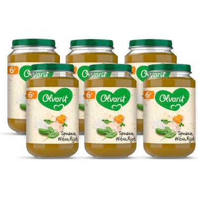 Afbeelding van 6x Olvarit Maaltijd 6m Spinazie Witvis Rijst 200 gr