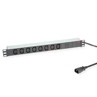 Afbeelding van ROLINE 19 stekkerdoos 8 voudig C13 + C14 stekker, 10A, Aluminium, 2 m