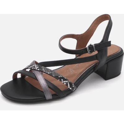 Afbeelding van Marco Tozzi Sandalen, Dames, Maat: 42, Black comb Leer/ synthetisch
