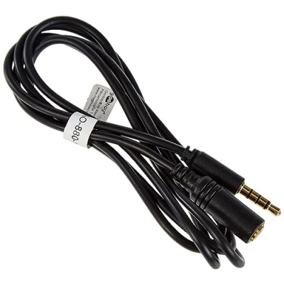 Afbeelding van 3.5 mm jack verlengkabel Goobay 1 meter (4 polig, Stereo, Verguld, 100% koper, Zwart)