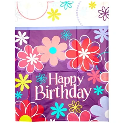 Afbeelding van Plastic tafelkleed 2,13 m x 1,37 verjaardagsbloemenfeest