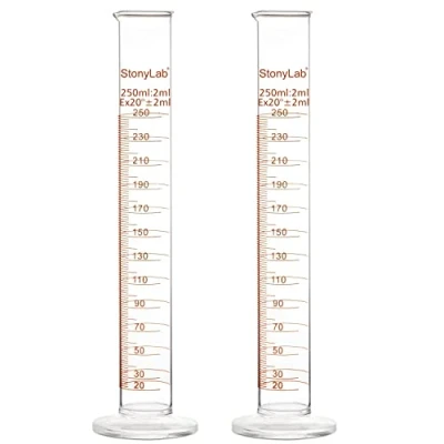 Afbeelding van stonylab 2 Pack Borosilicaatglas Zwaarwandige Maatcilinder Gegradueerde Cilinder, 250 ml