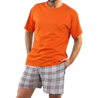 Afbeelding van Sesto Senso Herenpyjama&#039;s Pyjama Korte Mouw Katoen Pyjamaset Tshirt Broek L Oranje