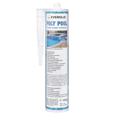Afbeelding van Everglue Poly Pool 1K MS Polymeer montagelijm voor lijmen en afdichten, onder water inzetbaar, zonder siliconen, uv bestendig, blijft permanent elastisch, kleur: wit, 440g patroon