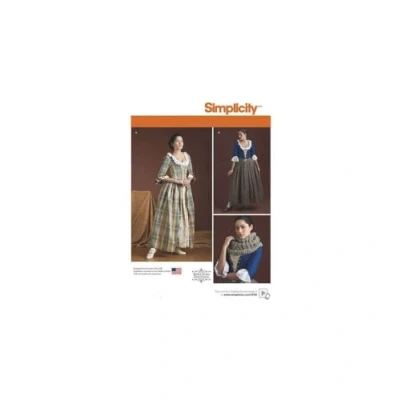 Afbeelding van Simplicity Patroon 8161 Misses&#039; 18e eeuwse kostuums, papier, wit, tapijt Uni terracotta Maat: Ø120 cm rond