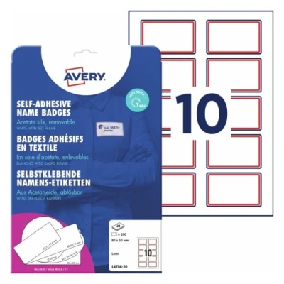 Afbeelding van Naambadge etiket Avery L4786 20 80x50mm rood kader 200stuks
