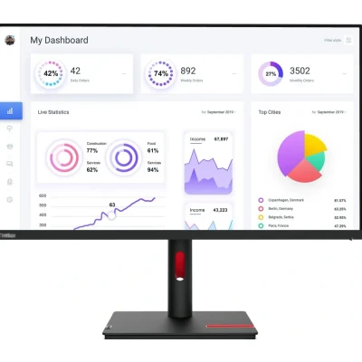 Afbeelding van Lenovo ThinkVision T32p 30 LED monitor Energielabel F (A G) 80 cm (31.5 inch) 3840 x 2160 Pixel 16:9 4 ms DisplayPort, Audio Line out, HDMI, USB C, 3.2
