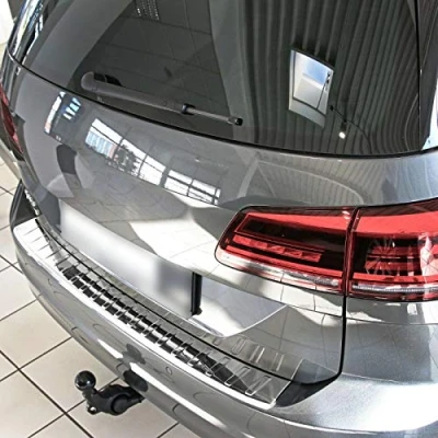 Afbeelding van Bumperbescherming roestvrij staal, chroom, compatibel met VW Golf Sportsvan, vanaf 2014, schuine rand, premium kwaliteit van RECAMBO