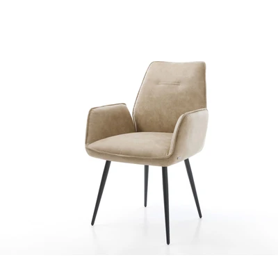 Afbeelding van Armleunstoel Zoa Flex 4 poot conisch zwart beige vintage
