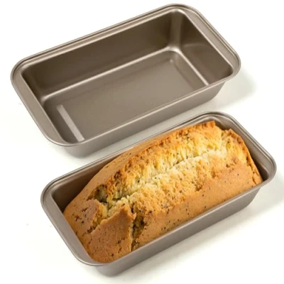 Afbeelding van Set van 2 rechthoekige broodbakvormen, roestvrij staal, cakevormen met antiaanbaklaag, ideaal voor het bakken brood, cake, toast en andere zoetigheden, gemakkelijk schoon te maken duurzaam