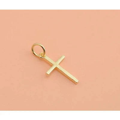 Afbeelding van Ketting met hanger fijn kruisje goud plated.