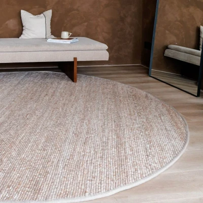 Afbeelding van Interieur05 Wollen vloerkleed Rond Vik Lichtbruin 240cm