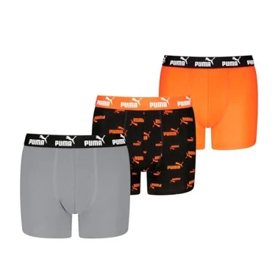 Afbeelding van PUMA Boy&#039;s Elements Boxers (Pack van 3), Grijs/Oranje, 7 9 jaar