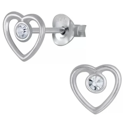 Afbeelding van JoyS Zilveren hartje oorbellen 7 mm kristal