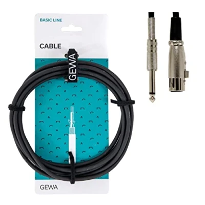 Afbeelding van GEWA Microfoonkabel Basic Line 9m, zwart, XLR(f) 6,3 mm mono jack, 190070