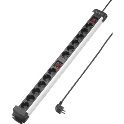 Afbeelding van Sygonix SY 4538268 Stekkerdoos met schakelaar 12 voudig Zwart, Zilver Randaarde stekker 1 stuk(s)