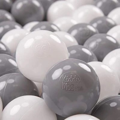 Afbeelding van KiddyMoon 300 ∅ 7cm kinderballen speelballen voor ballenbad baby plastic ballen made in eu, wit/grijs