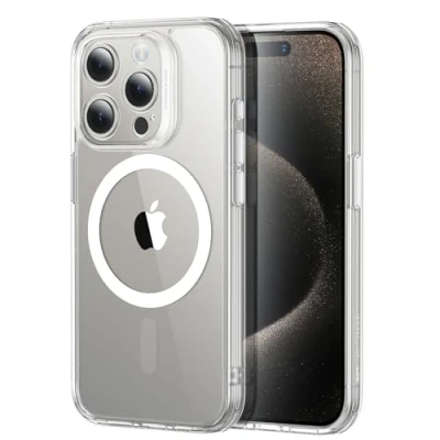 Afbeelding van ESR hoes voor iPhone 15 Pro (5 in 1), doorschijnende matte met displaybeschermfolie en camerabescherming, compatibel MagSafe, bescherming van militaire normen, klassieke serie, wit