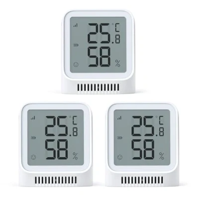 Afbeelding van X Sense 3 stuks digitale thermometer/hygrometer voor binnen, WLAN mini kamerthermometer met app, aangepast comfortbereik, smiley indicator, compatibel Alexa, vereist basisstation SBS50
