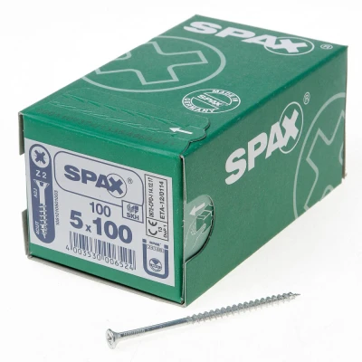 Afbeelding van Spax spaanplaatschroeven platverzonken kop verzinkt pozidriv 5.0x100mm (per 100 stuks)