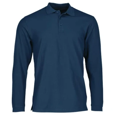 Afbeelding van Fruit of the Loom Premium poloshirt met lange mouwen voor heren, marineblauw, XL