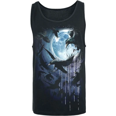Afbeelding van Spiral Crow Moon Tanktop zwart 3XL Katoen Basics, Gothic, Horror, Rock wear