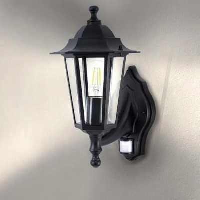 Afbeelding van Ledvion Wandlamp, Buitenlamp Met Bewegingssensor, Buiten Verlichting, Tuinverlichting, Zwarte Lamp, Klassiek, E27 Fitting, IP44 fitting