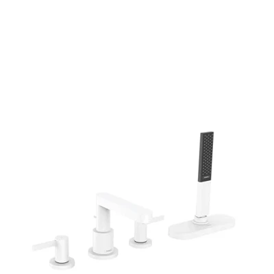 Afbeelding van Badrandmengkraan Finoris HansGrohe 4 Gats Met SBox Mat Wit