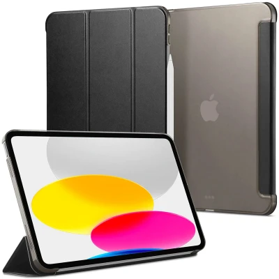 Afbeelding van Apple iPad 10.9 (2022) Hoes: Spigen Smart Fold Bookcase Zwart Kunstleder Tablet Hoezen