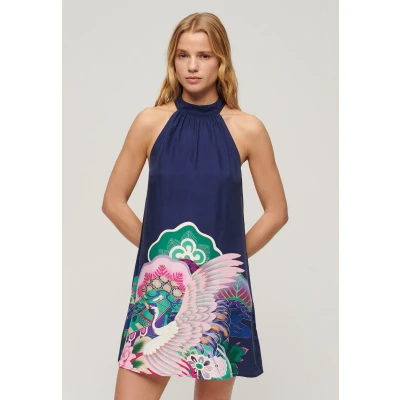 Afbeelding van Superdry Vrouwen Mouwloze Mini jurk met Print Blauw Grootte: 42