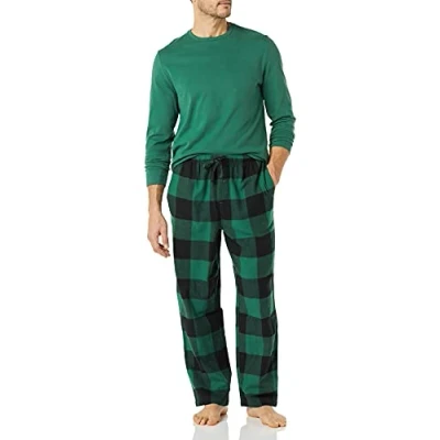 Afbeelding van Amazon Essentials Flanellen pyjamaset voor heren (verkrijgbaar in groot en lang), groen/buffelpatroon, XX Large
