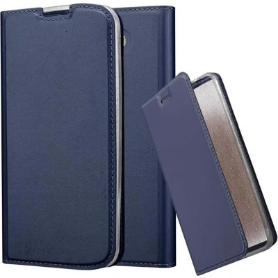 Afbeelding van Cadorabo Hoesje geschikt voor LG K10 2016 in CLASSY DONKER BLAUW Beschermhoes met magnetische sluiting, standfunctie en kaartvakje Book Case Cover Etui