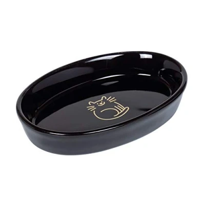 Afbeelding van Nobby Katten keramische schaal ovaal Golden Cat, zwart 17 x 11 2,5 cm, 0,12 l, 1 stuk