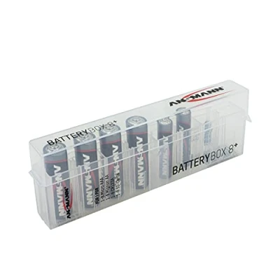 Afbeelding van ANSMANN Premium accubox voor 4 Mignon AA of Micro AAA batterijen en bewaardoos ter bescherming transport, 8 delige accubox., 1 Stuk, transparant