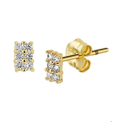 Afbeelding van Trendjuwelier huiscollectie Oorknoppen Zirkonia Geelgoud Glanzend 4.5