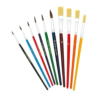 Afbeelding van TSI 49110 kwastenset 10 delig (haarpenseel maat 1, 2, 4, 6, 8, 10, borstelkwast 12)