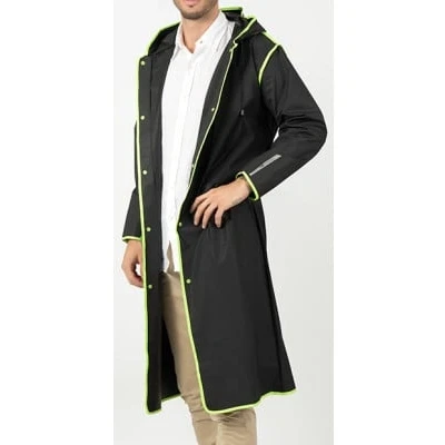 Afbeelding van Zwarte regenjas City Trench met lime bies van Perletti M
