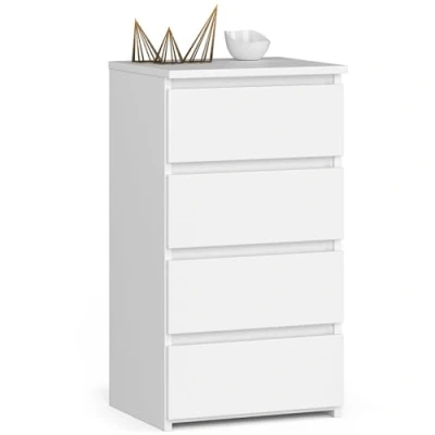 Afbeelding van AKORD dressoir met 4 laden rolladen ladekast kledingkast plank robuust universeel design wit