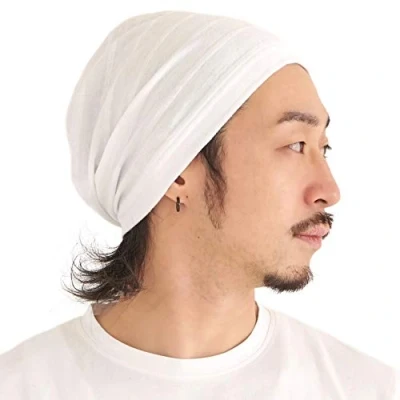 Afbeelding van Dames lichtgewicht zomer beanie heren 100% katoen slouchy hoed slouch gebreide pet chemohoofddeksels hoed, Wit, L