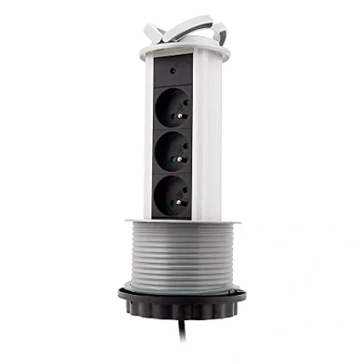 Afbeelding van Zenitech 3 voudige stekkerdoos 16 A 2P + T, verzonken, HO5VVF 3G1, 1,60 m kabel